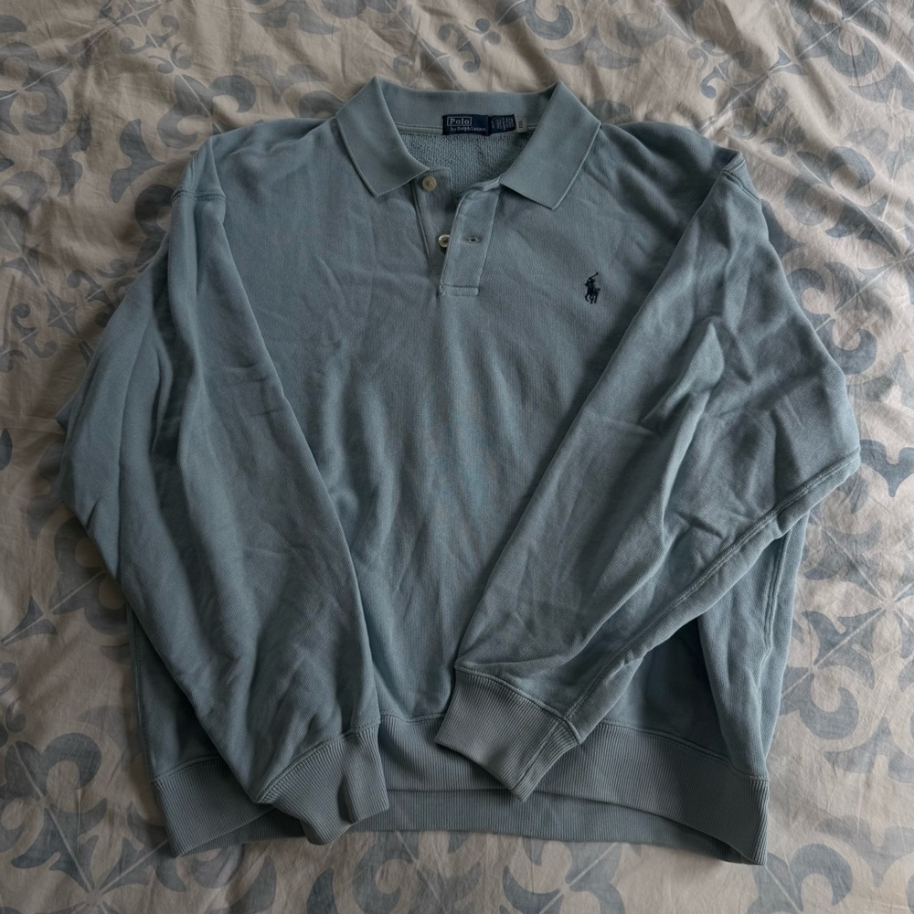 Ralph Lauren Blue Island Fleece Polo- Large - Picture 7 of 9